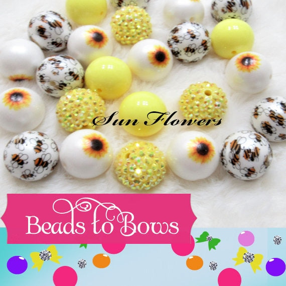 NEW 20mm Busy Bee Mix, Assorted Mixed Yellow Bubblegum Beads, Beadable Pen Mix, Busy Bumble Bee Yellow Mix