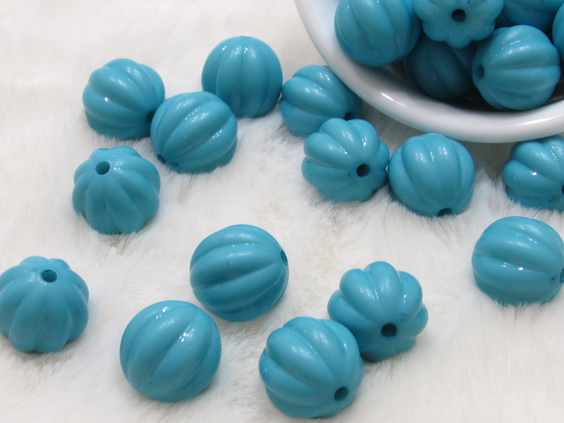 New Light Blue 20mm Pumpkin Shape Bubblegum Beads, Gumball Beads, Blue Pumpkin Bubblegum Beads