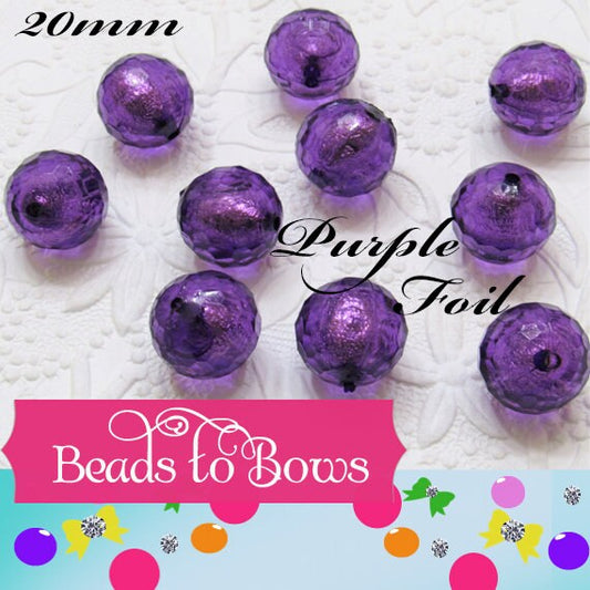 20mm Purple Foil Beads, Bubblegum Bead In A Bead, Chunky Foil Bead, Chunky Bubblegum Necklace Bead, Gumball BeadsJewelry  Supply,