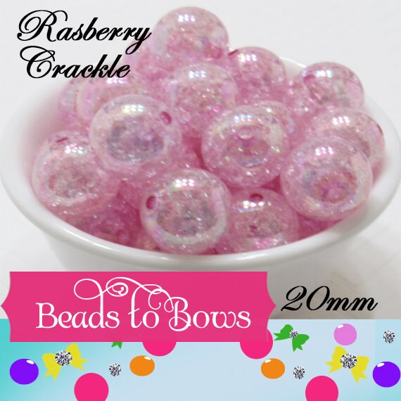 20mm Rasberry AB Crackle Beads, Bubblegum Beads, Chunky Crackle Beads, Acrylic Round Gumball  Beads, Chunly Bead Supply,