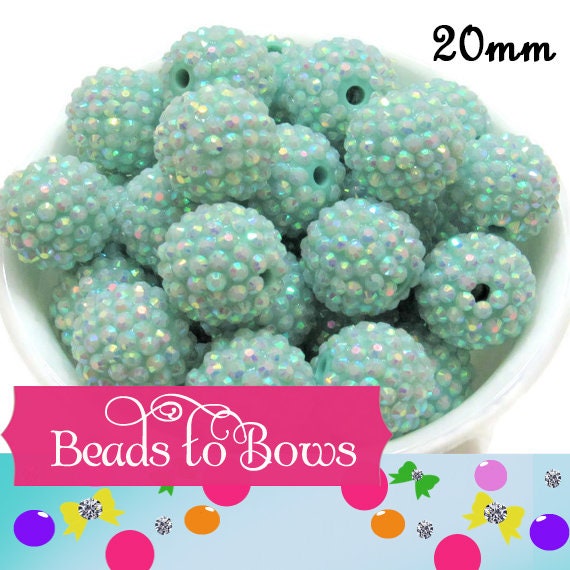 10 Aqua 20mm AB Rhinestone Beads, Bubblegum Bead, Chunky Rhinestone Gumball Beads,  Bubblgum Bead Supply, Chunky DIY Bead Supply