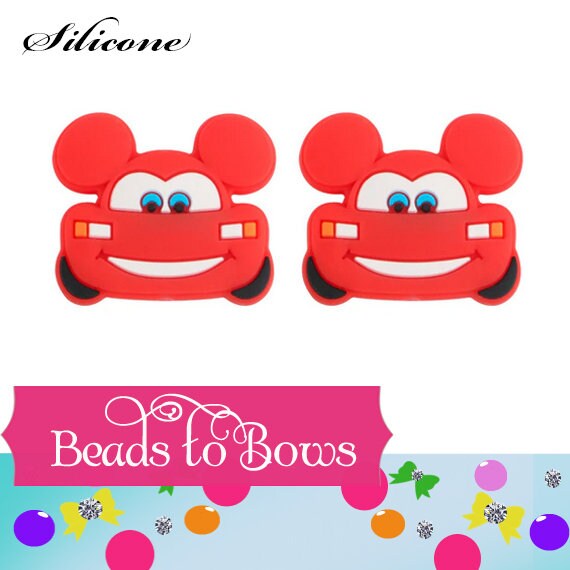 1 Silicone 30mm Red Car Focal Bead, Teething Bead, Pacifier bead, Key Chain Ornament, Teething Necklace Bead, Food Grade Silicone