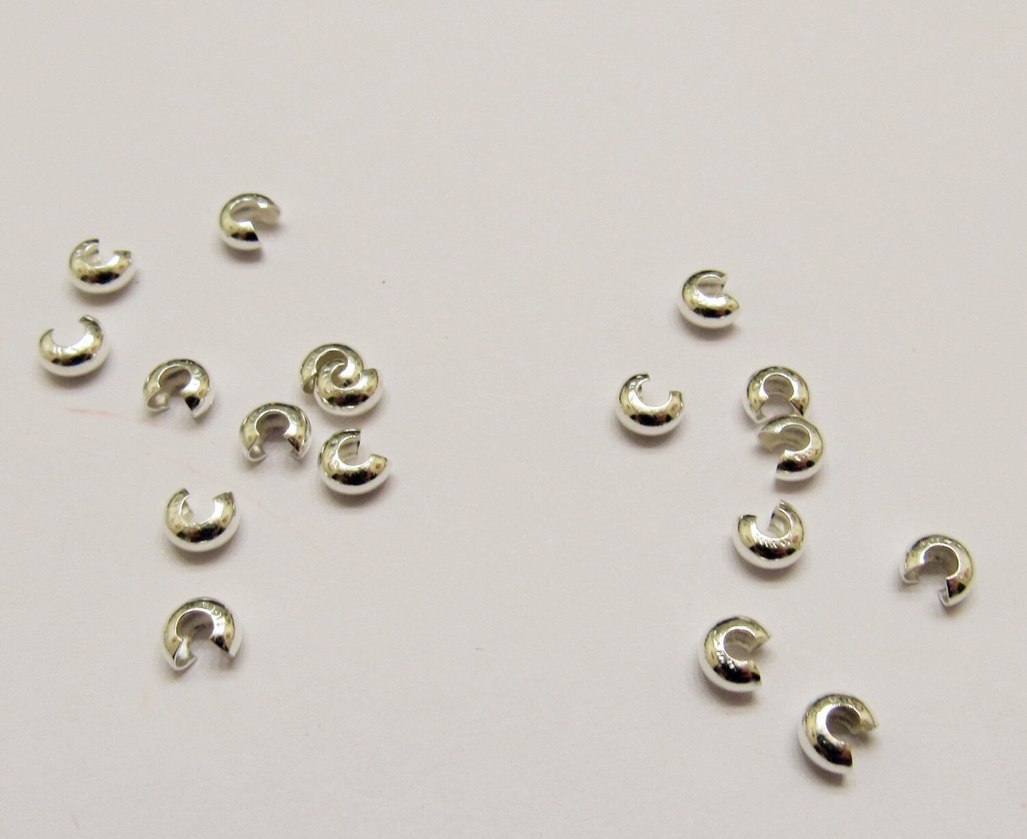 3mm Crimp beads covers, Crimp bead covers 3mm wide, Beasding Supply, Silver crimp bead covers, Covers fro crimp beads, 25 ct  50ct.  100 ct.