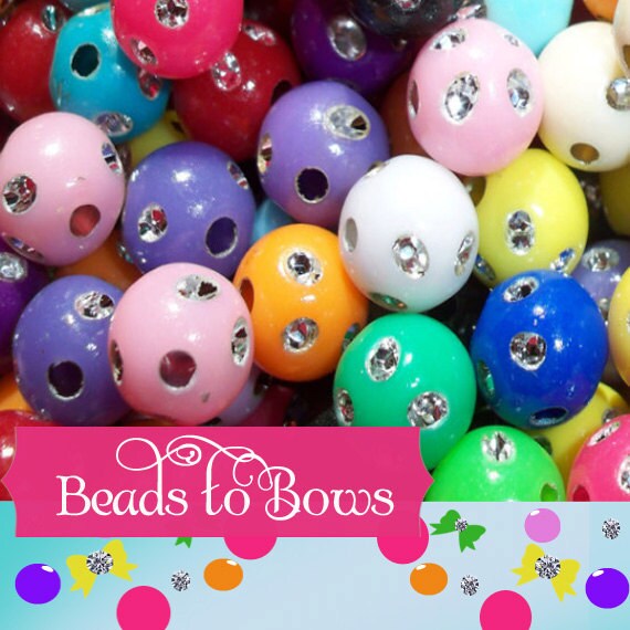 100 Assorted 8mm Bubblegum Bling Beads, Bubblegum Beads, Chunky Bling Beads, Chunky Necklace Beads, Rhinestone look Bead