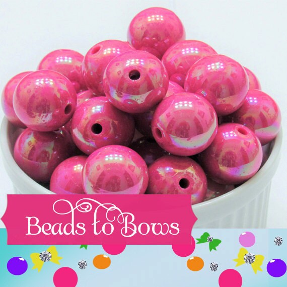 10Ct 20mm AB Rose Pink Bubblegum Bead, Chunky Bubblegum Bead, Bubble Gum Bead, Chunky Bead Supply, Aurora Borealis Bead, Gumballs