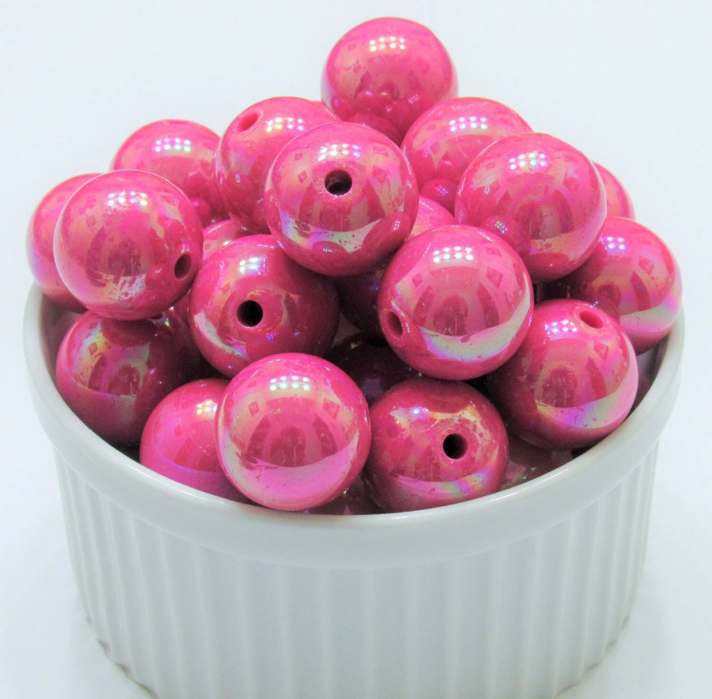 10Ct 20mm AB Rose Pink Bubblegum Bead, Chunky Bubblegum Bead, Bubble Gum Bead, Chunky Bead Supply, Aurora Borealis Bead, Gumballs