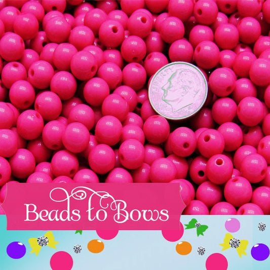 100 ct. Hot Pink 8mm Bubblegum Beads, Chunky Gumball Beads, Round Solid Acrylic Beads, Chunky Bubblegum Beads, Chunky Necklace Supply Beads,