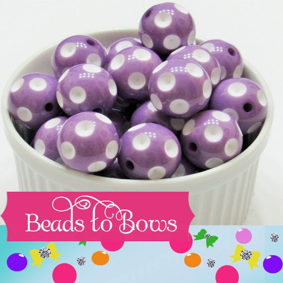 20mm Purple Polka Dot Beads, Bubblegum Beads, Chunky Gumball Beads, Chunky Bubblegum Beads, Chunky Necklace Supply Bead, Acrylic Bead