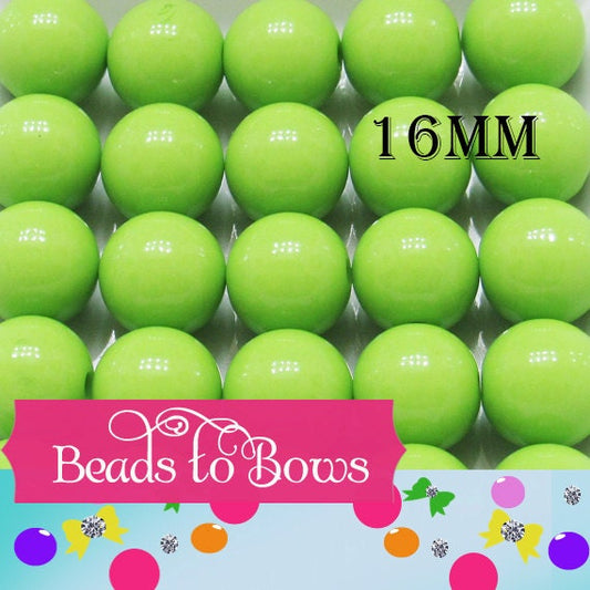 10 Chunky 16mm Beads Solid Lime Bubblegum Bead, Chunky Gumball Bead, Chunky Necklace Bead Supply, Acrylic Bead