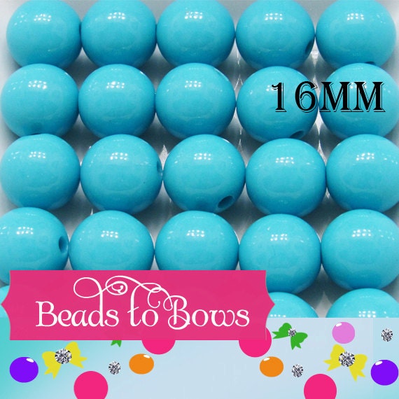 10 Chunky 16mm Beads Solid Turquopise Bubblegum Bead, Chunky Gumball Bead, Chunky Necklace Bead Supply, Acrylic Bead