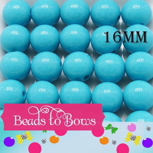 10 Chunky 16mm Beads Solid Turquopise Bubblegum Bead, Chunky Gumball Bead, Chunky Necklace Bead Supply, Acrylic Bead