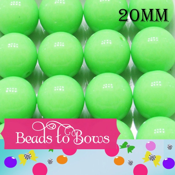 10 Neon Lime 20mm Bubblegum Beads, Chunky Neon Lime Acrylic Beads, Bubblegum Bead Supply, Acrylic Bubblegum Beads, Jewelry Supply