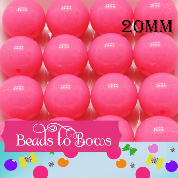 Neon Hot Pink 20mm BUBBLEGUM beads chunky bead solid Neon bubblegum bracelet bead childs necklace bead acrylic bubblegum beads