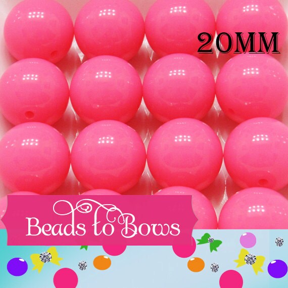 20mm Bubblegum Pink Solid Bubblegum Beads