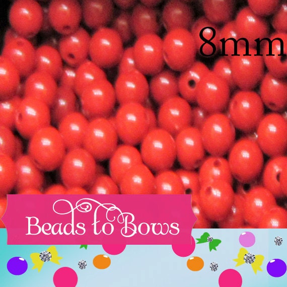 8mm Chunky Red Bead, Gum Ball Beads, Bubblegum bead, Bottle cap bead,  Acrylic Beads, Red Bubble Gum Beads, Beading Supply, Red spacer bead