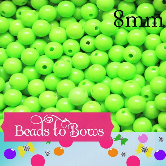 100ct 8mm Lime Bubblegum Beads, Chunky Beads, Plastic Round Beads, Solid Acrylic Beads, Bubble Gum Beads Bubblegum Necklace Supply Beads