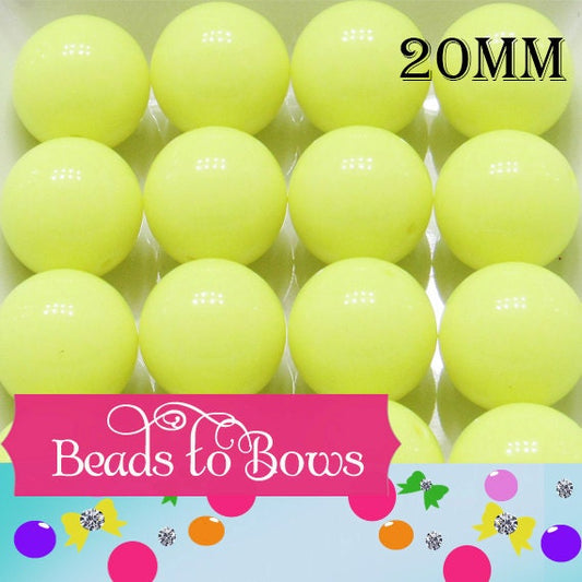 10 Neon Yellow 20mm Bubblegum Beads, Chunky Neon Yellow Acrylic Beads, Bubblegum Bead Supply, Acrylic Bubblegum Beads, Jewelry Supply