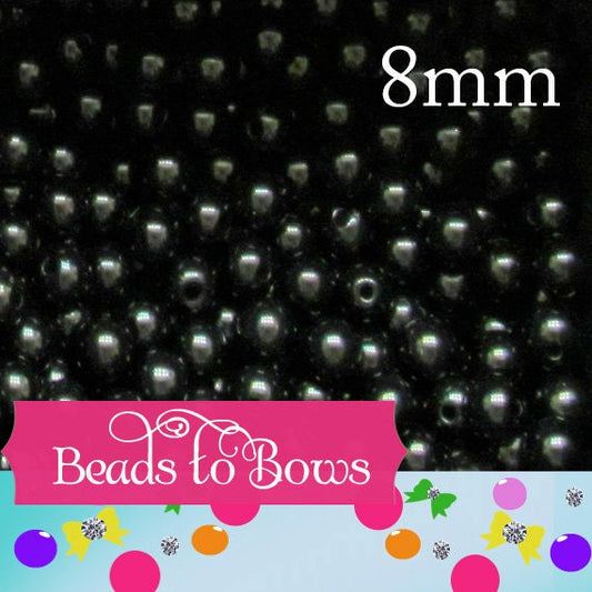 100 Black Gumball 8mm Beads, Bubblegum Beads, Round Beads, Solid Acrylic Beads, Black Bubble Gum Beads, Bubblegum Necklace Supply Beads