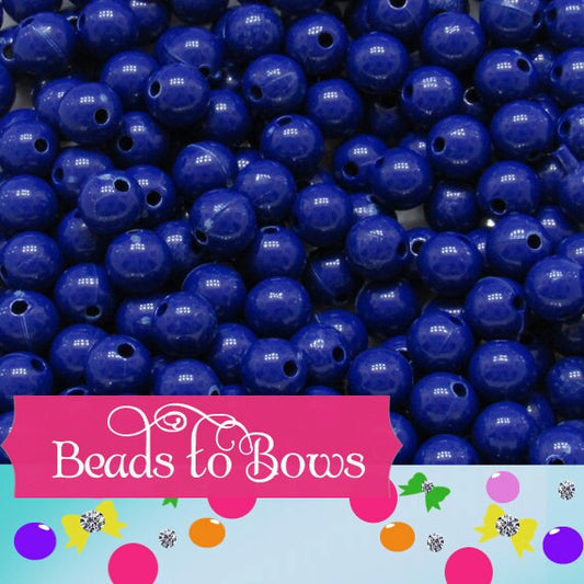 100 - 8mm Dark Blue Bubblegum Beads,Chunky Beads, Round Beads, Solid Acrylic Beads, Bubble Gum Beads, Bubblegum Necklace Supply Beads