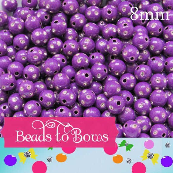 Violet 8mm Bling Bubblegum Beads, Chunky Bubblegum Beads,  Acrylic Beads, Chunky Necklace Supply Bead, Chunky Gumball Beads