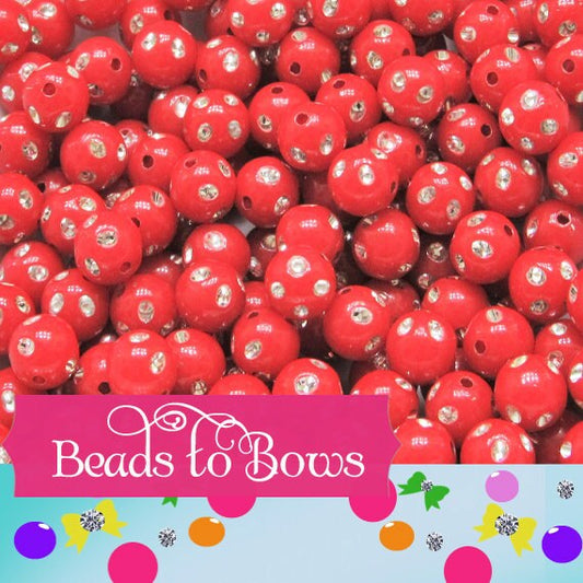 Red 8mm Bling Bubblegum Beads, Chunky Bubblegum Bead , Gumball Acrylic Beads, Chunky Necklace Supply Bead, Chunky Gumball Beads