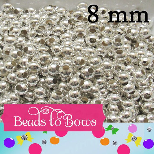 8mm Shinny bright spacer beads, Silver 8mm bubblegum spacer beads, Chunky Silver spacer beads,Silver bubblegum bead spacer bead,Metal bead