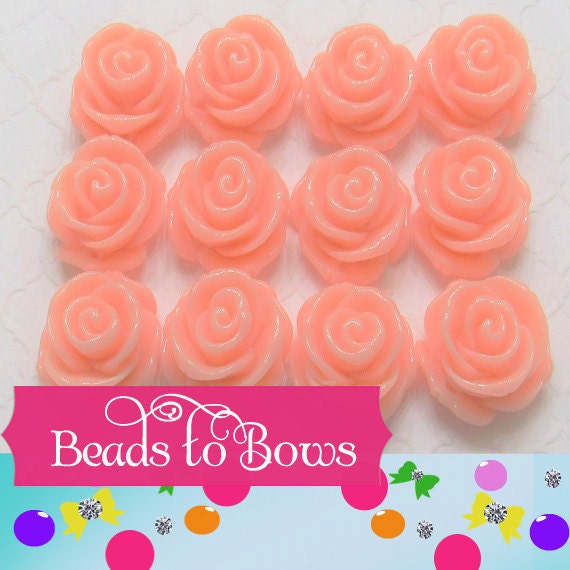 Qty 6-12 Light Peach rose beads 23mm Chunky Rose beads Bubblegum rose beads,Flatback rose beads, 2mm hole Bracelet rose bead, Gum ball rose