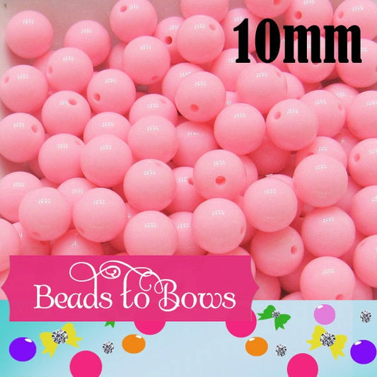 10mm Light Pink Bubblegum Beads, Round Bubblegum Beads, Chunky Acrylic Beads, Gum Ball Beads, Fairy Kei Beads, Chunky Necklace Supply Beads