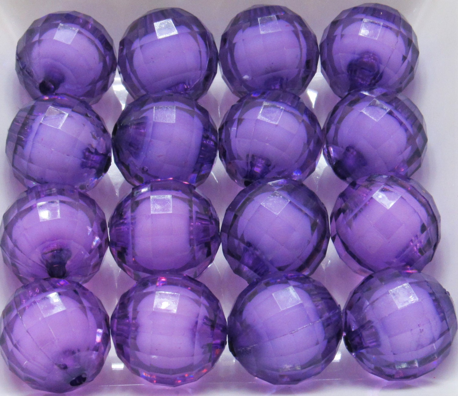 20mm Purple Bead In A Bead, Bubblegum Beads, Faceted Chunky Beads, Transparent Bubblegum Bead, Chunky Necklace Supply Bead, Jewelry Bead