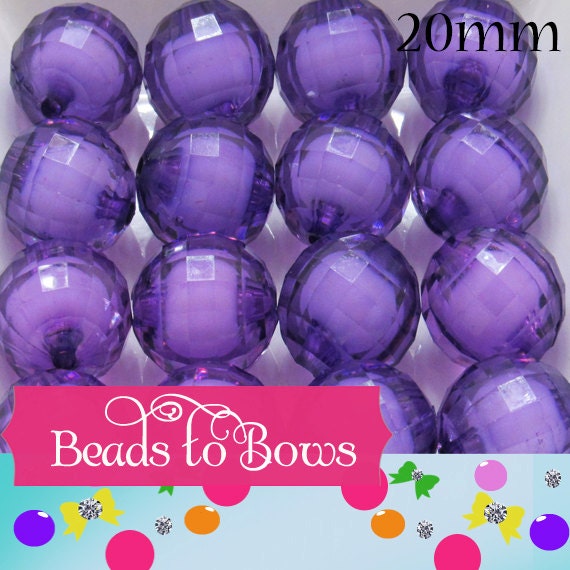 20mm Purple Bead In A Bead, Bubblegum Beads, Faceted Chunky Beads, Transparent Bubblegum Bead, Chunky Necklace Supply Bead, Jewelry Bead