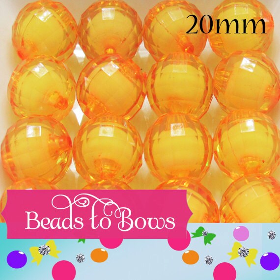 20mm Gold Bead In A Bead, Bubblegum Beads, Faceted Chunky Beads, Transparent Bubblegum Bead, Chunky Necklace Supply Bead, Jewelry Bead