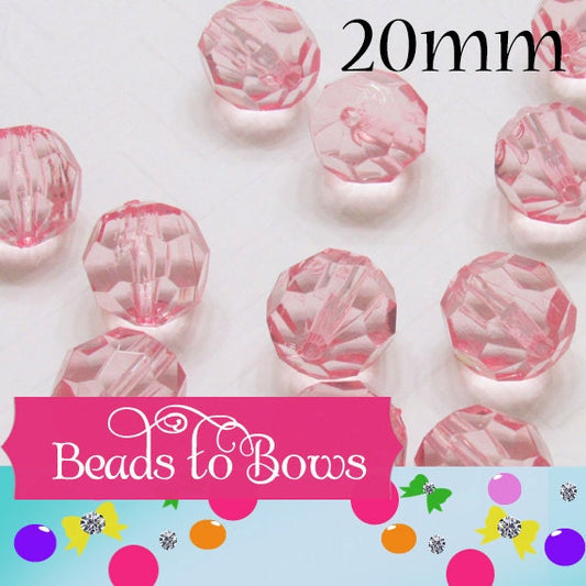 20mm Pink Bubblegum Beads, Faceted Pink Bubblegum Beads, 20mm Bubblegum Bead, Chunky Necklace Bead Supply, Pink 20mm Bead