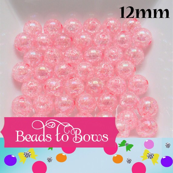 12mm AB Pink Crackle Bubblegum Beads, Gumball Beads, Chunky Necklace Bead Supply, Bubblegum Beads, Crackle Beads, Bead Supply