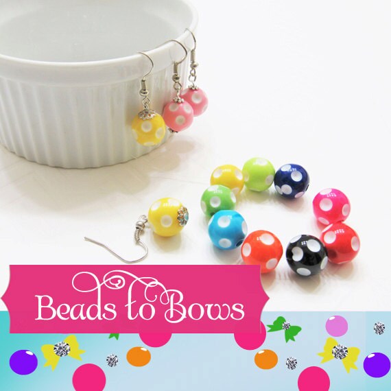 12mm Polka Dot Bubblegum Beads, Polka Dot Beads, Chunky Gumball Beads, Assorted Colors, Bubblegum Beads, DIY Chunky Necklace Supply Beads